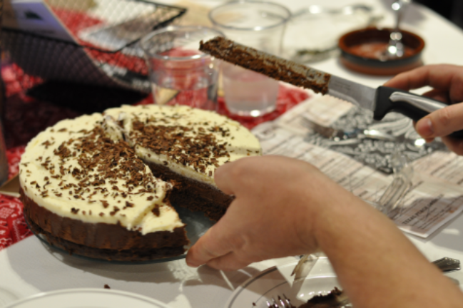 Dessert on a table.